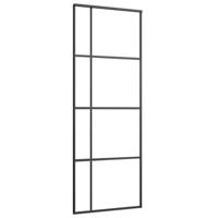 Schuifdeur met beslagset 76x205 cm ESG glas zwart - thumbnail