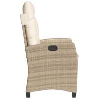 Tuinstoelen 2 st verstelbaar met kussens poly rattan beige - thumbnail