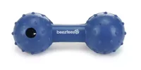 Rubber hondenspeeltje halter met bel massief blauw 11.5 cm - thumbnail