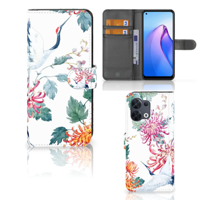 OPPO Reno8 | Telefoonhoesje | Met pasjeshouder | Bird Flowers