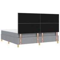 Boxspringbed met matras stof lichtgrijs 200x200 cm - thumbnail