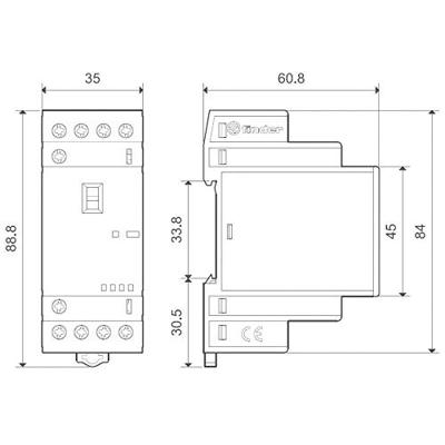 Finder 22.34.0.024.4640 Contactor 2x NO, 2x NC 24 V/DC, 24 V/AC 25 A 1 stuk(s)