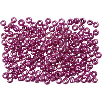 Creativ Company Rocailles, d 3 mm, afm 8/0 , gatgrootte 0,6-1,0 mm, metallic paars, 25 gr/ 1 doos