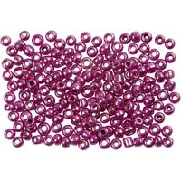Creativ Company Rocailles, d 3 mm, afm 8/0 , gatgrootte 0,6-1,0 mm, metallic paars, 25 gr/ 1 doos - thumbnail