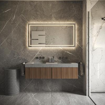 HIPP Design Phantom Rechthoekige LED spiegel - 80 x 70 cm - Directe en Indirecte LED Verlichting + Spiegelverwarming. Kleurenwissel en Touch Dimmer