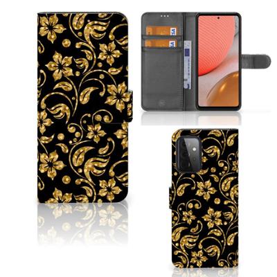 Samsung Galaxy A72 Hoesje Gouden Bloemen Samsung Galaxy A72 Hoesje Gouden Bloemen