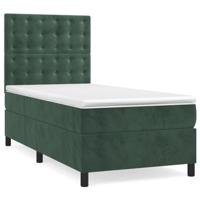 Boxspring met matras fluweel donkergroen 80x200 cm - thumbnail