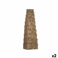 Set van opstapelbare opbergboxen Pincello Zwart Karton Strepen (2 Stuks) - thumbnail