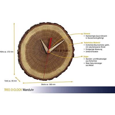 TFA Dostmann 60.3046.08 Wandklok Kwarts 172 mm x 180 mm x 40 mm Eiken, Hout Van hout