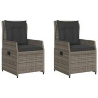 Tuinstoelen 2 st verstelbaar poly rattan grijs - thumbnail