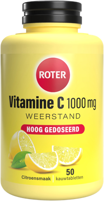Roter Vitamine C 1000 mg Hoog Gedoseerd Citroensmaak Kauwtabletten Roter Vitamine C 1000 mg Hoog Gedoseerd Citroensmaak Kauwtabletten