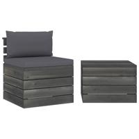 2-delige Loungeset met kussens pallet massief grenenhout - thumbnail