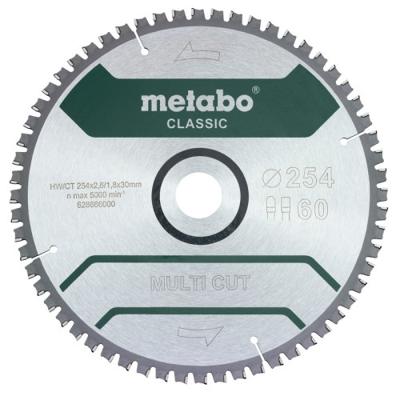Metabo MULTI CUT CLASSIC 628666000 Cirkelzaagblad 254 x 30 x 1.8 mm Aantal tanden: 60 1 stuk(s)