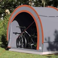 Fietstent met dak met opslag Grijs en Oranje 256 x 222 x 182 cm - thumbnail