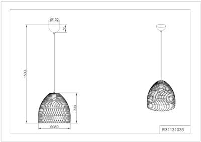 Trio HanglampRike zwart met rotan vlechtwerk - R31131036