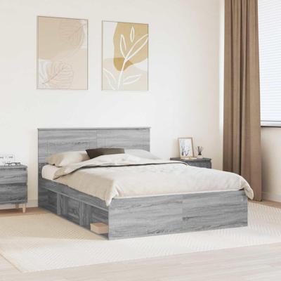 Bedframe met hoofdeinde Grijs Sonoma 160 x 200 cm Bewerkt hout