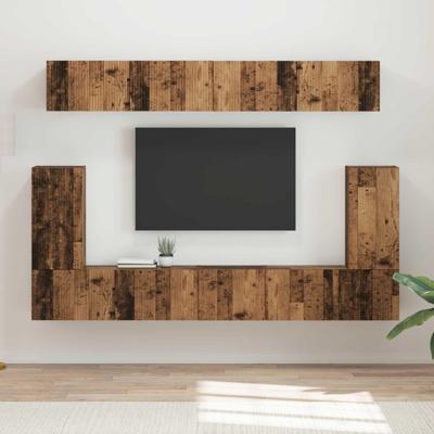 Tv-meubelset Wandgemonteerd 5 pcs Oudhout Bewerkt hout