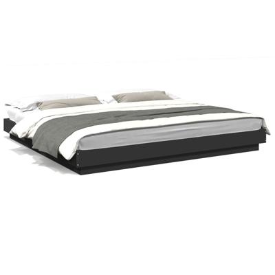 Bedframe met LED-verlichting bewerkt hout zwart 200x200 cm