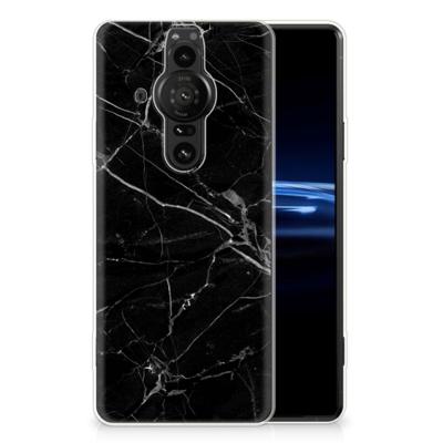 Sony Xperia Pro-I | TPU | Siliconen hoesje | Marmer Zwart - Origineel Cadeau Vader
