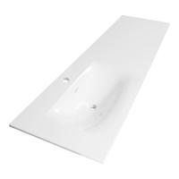 Brauer Glacier Wastafel Asymmetrisch - 160 cm - met 1 Spoelbak Links en 1 Kraangat - Fine Stone Hoogglans Wit - thumbnail