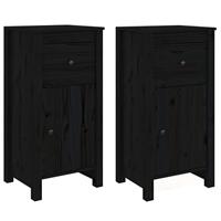 Dressoirs 2 st 40x35x80 cm massief grenenhout zwart - thumbnail
