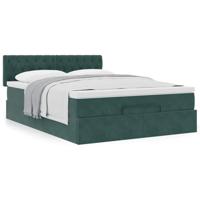 Ottoman bed met matras 140x200cm fluweel donkergroen - thumbnail