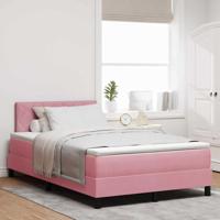 Boxspringbed met Matras met matras Roze 120 x 190 cm Stof - thumbnail