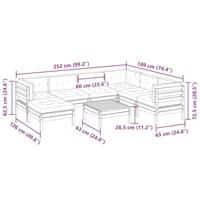 8-delige Loungeset met kussens massief grenenhout wasbruin - thumbnail