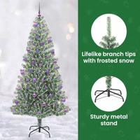 VidaXL Kunstmatige kerstboom sneeuw gevlochten met led licht 210 cm - thumbnail