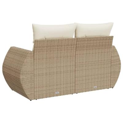 Tuinbank 2-zits met kussens poly rattan beige Tuinbank 2-zits met kussens poly rattan beige