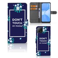 OPPO A73 5G Portemonnee Hoesje Flowers Blue DTMP - thumbnail