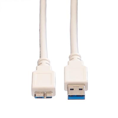 VALUE USB 3.2 Gen 1 kabel, type, A M - Micro B M, wit, 0,15 m VALUE USB 3.2 Gen 1 kabel, type, A M - Micro B M, wit, 0,15 m