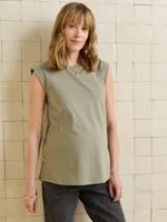 Mouwloze zwangerschaps-t-shirt van biologisch katoen kaki - thumbnail
