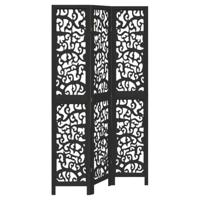 Kamerscherm met 3 panelen massief paulowniahout zwart - thumbnail