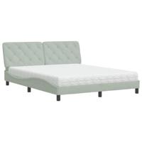 Bed met matras fluweel lichtgrijs 160x200 cm - thumbnail