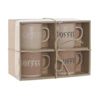 Set van 4 mokken Home ESPRIT Bruin Keramiek 285 ml 9 x 7 x 8 cm - thumbnail