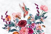 Fotobehang - Kolibries en bijen op een bloem, Prachtig op de muur, 11 maten, incl behanglijm - thumbnail