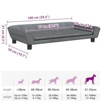 Hondenmand 100x50x21 cm fluweel donkergrijs - thumbnail