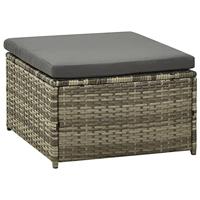 3-delige Loungeset met kussens poly rattan grijs - thumbnail