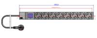 Bachmann 800.2054 19 inch Stekkerdoos voor patchkast 1 HE Geaarde contactdoos Zwart - thumbnail