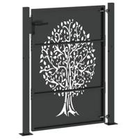 Tuinpoort met slot Zwart 105 x 125 cm Poedergecoat staal - thumbnail