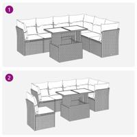 7-delige Loungeset met kussens poly rattan zwart - thumbnail