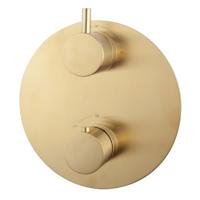 BWS Afbouwdeel Cemal Douche Thermostaat 2-Weg Rond Geborsteld Messing Goud Boss & Wessing - thumbnail