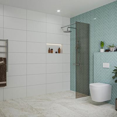 Fortifura Galeria inloopdouche - 50x200cm - rookglas - wandarm - chroom SW797936/SW797904