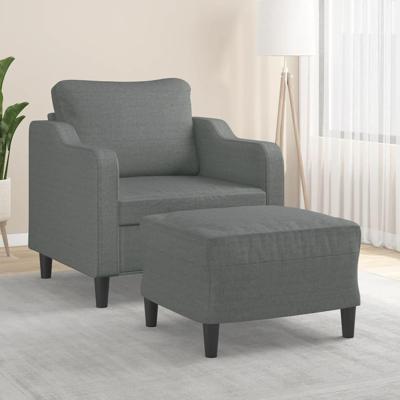 Fauteuil met voetenbank 60 cm stof donkergrijs