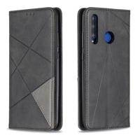 Rhombus textuur horizontale Flip magnetische lederen draagtas met houder & kaartsleuven voor Huawei P Smart + 2019/Honor 10i (Honor 20 Lite) (zwart) - thumbnail