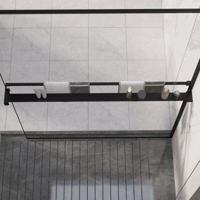 VidaXL Doucheschap voor inloopdouchewand 115 cm aluminium zwart