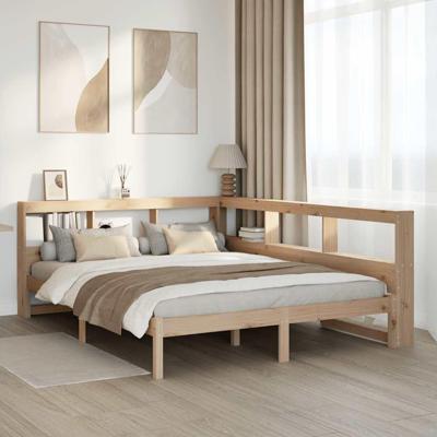 Bed met boekenkast zonder matras massief grenenhout 140x190 cm