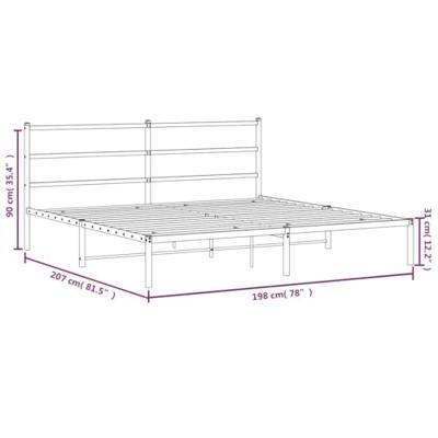 Bedframe met hoofdbord metaal zwart 193x203 cm