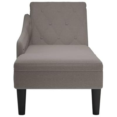 Chaise longue met kussen en rechterarmleuning stof taupe